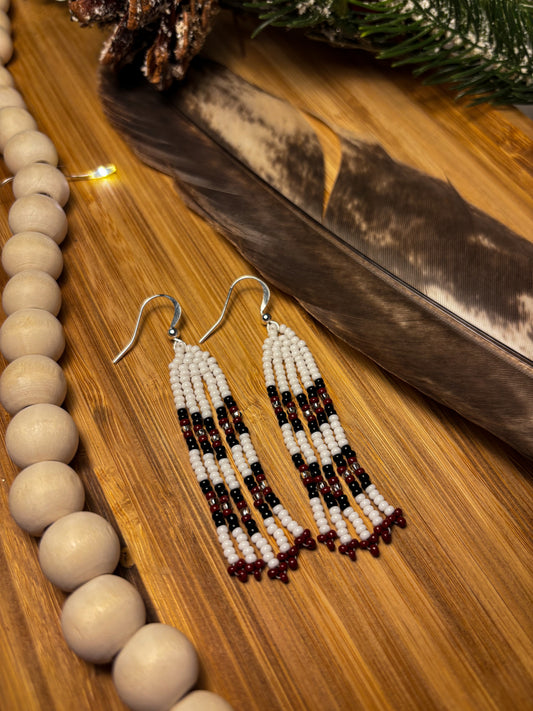 Earth Toned Neutrals -  Hand-Beaded Earrings