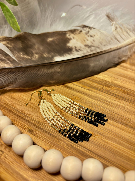 Golden Moon -  Hand-Beaded Earrings