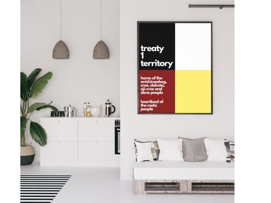 Land Acknowledgement Art Print - Treaty 1 Territory - Ojibwe, Cree, Dakota, Dene, Oji-Cree, Dene, Metis
