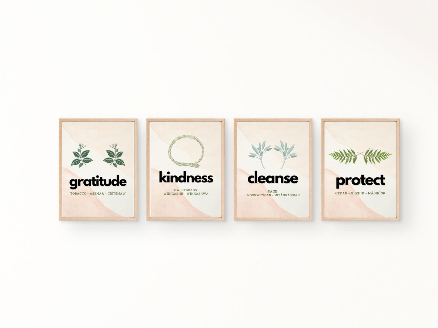 Four Sacred Medicines Art Work - Four Piece Set