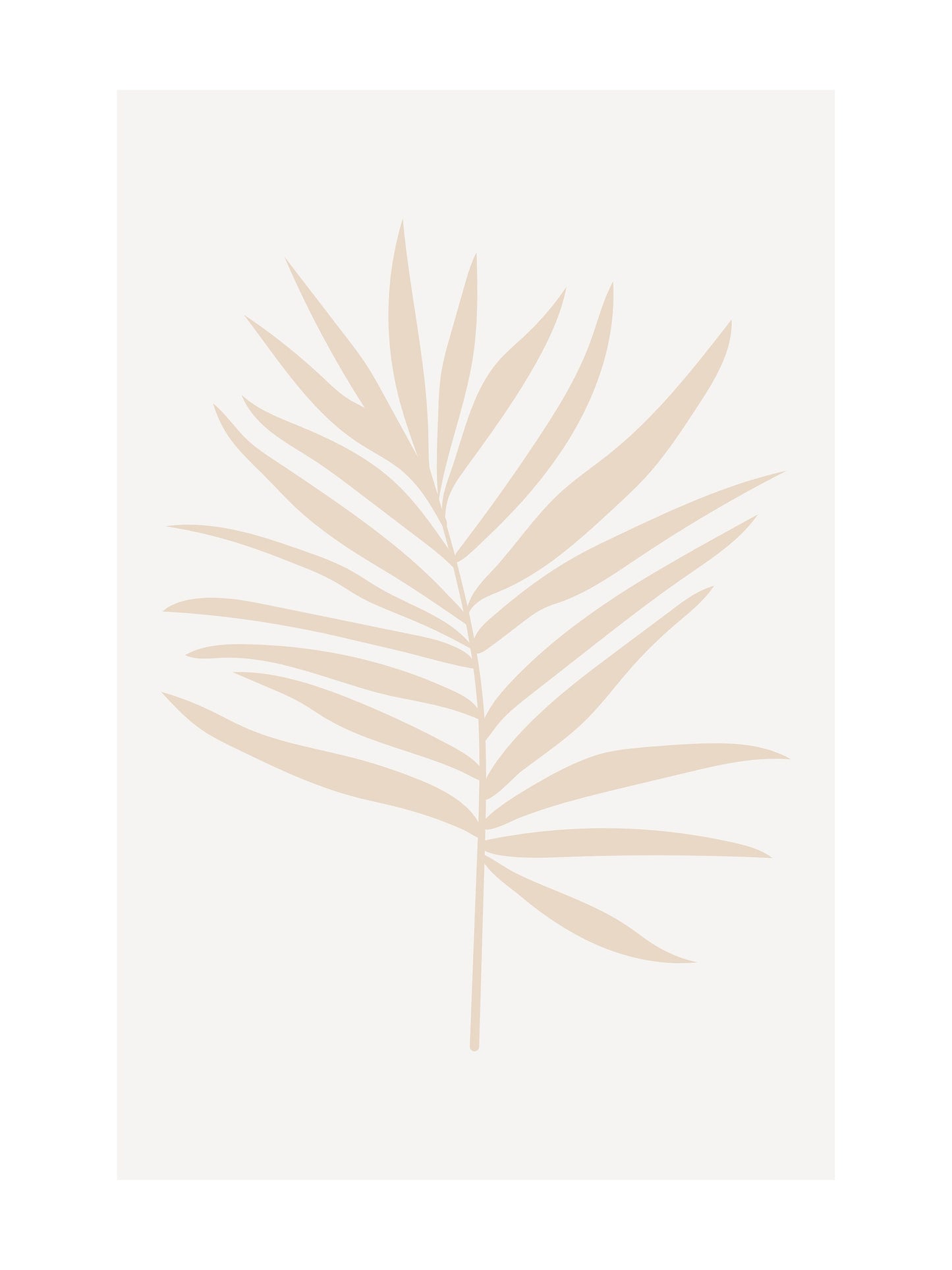 Beige Leaf Print Aesthetic Art Print