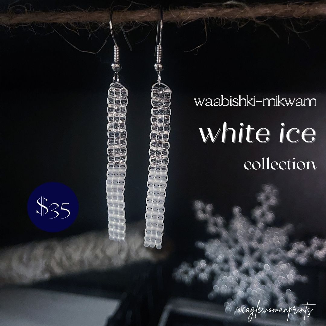 Silver-lined & Matte Brick-Stitch Column Earrings